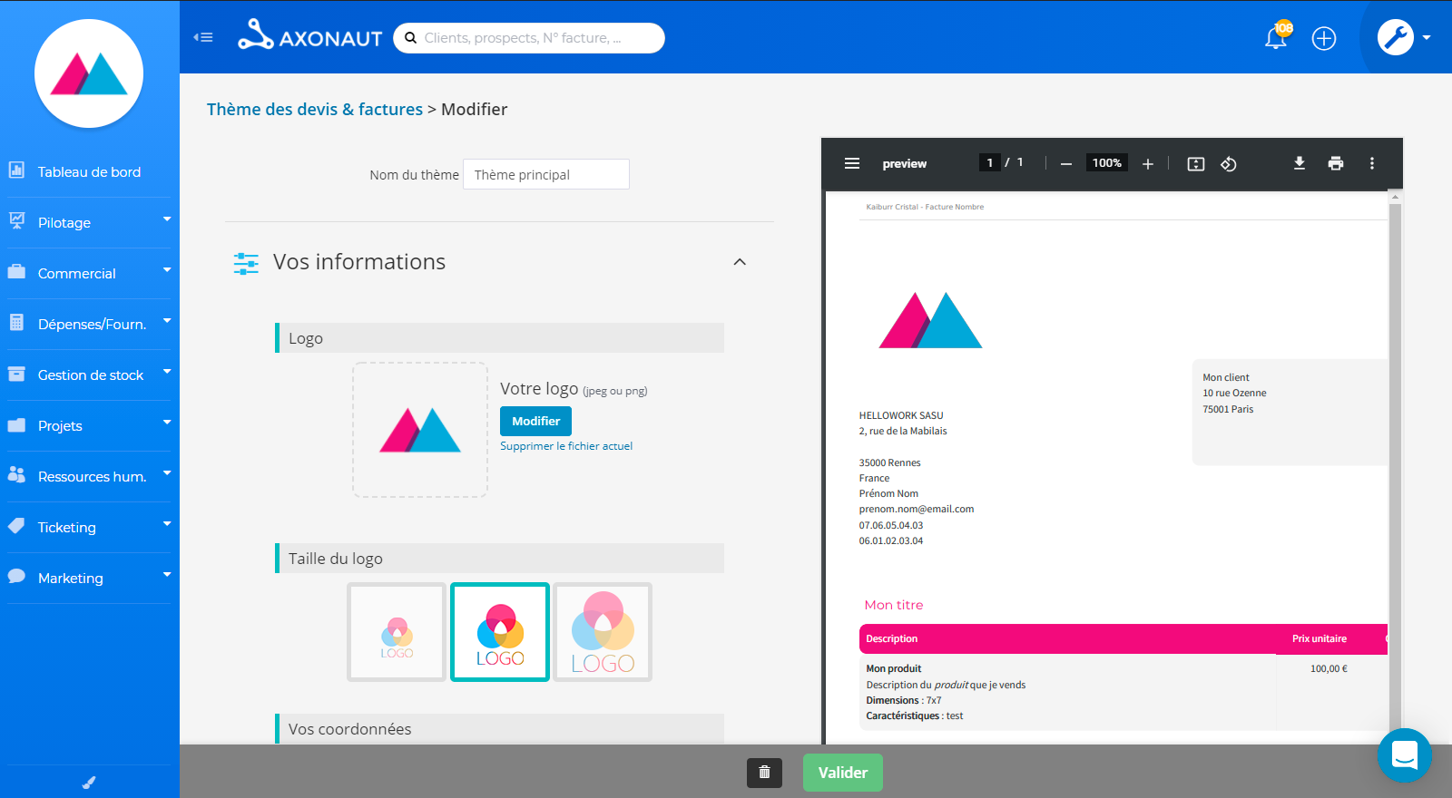 screenshot of Axonaut