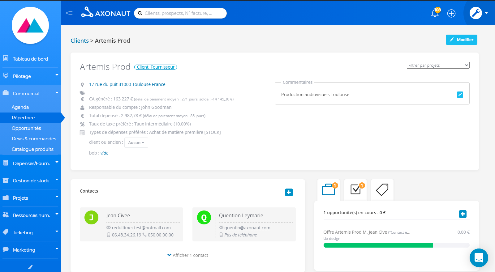 screenshot of Axonaut