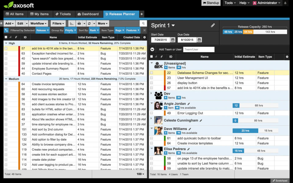 screenshot of Axosoft