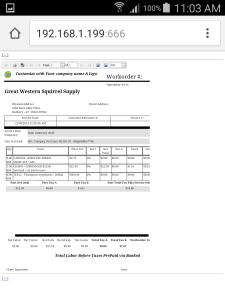 screenshot of AyaNova