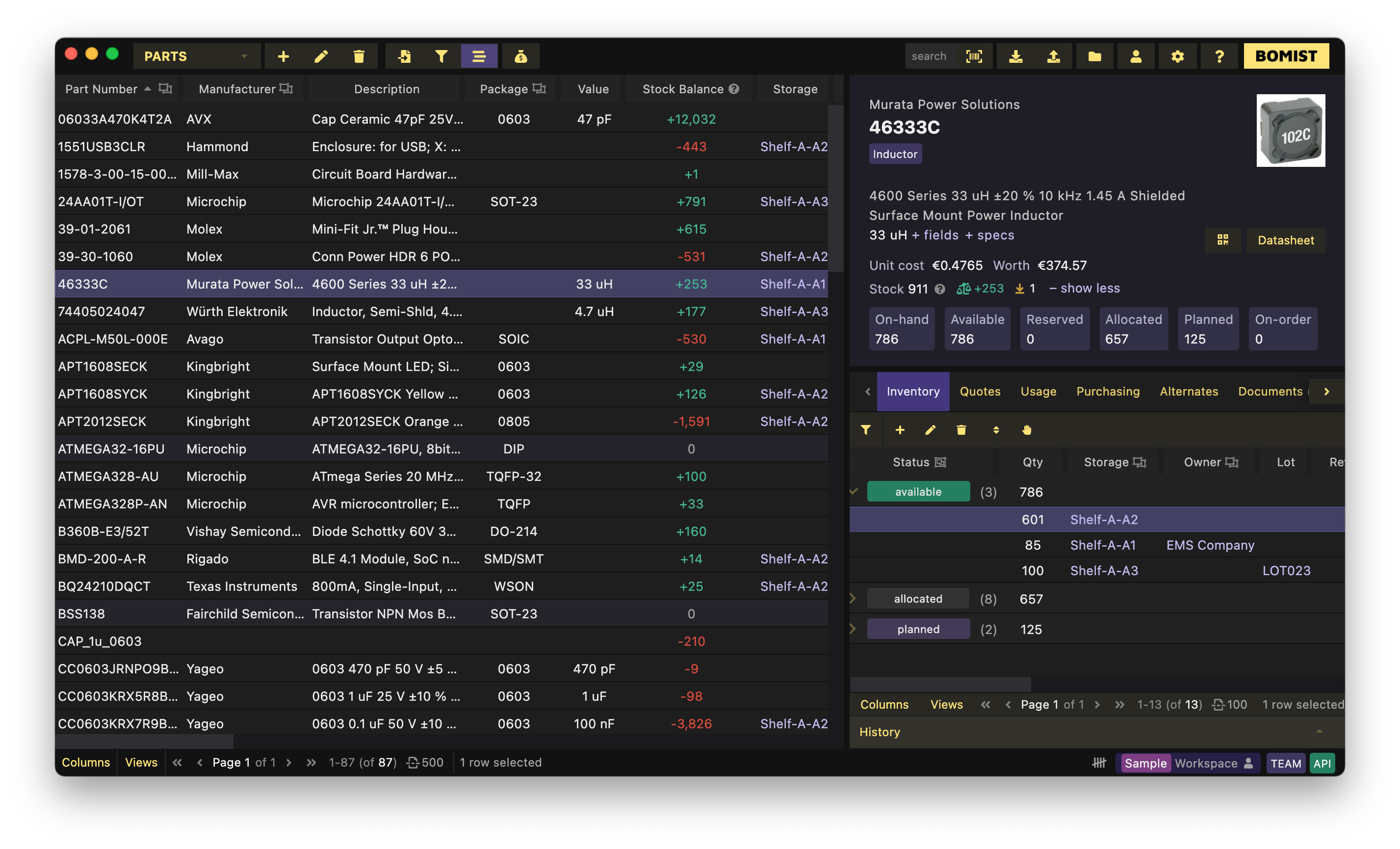 screenshot of BOMIST