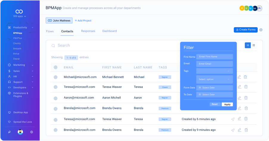 screenshot of BPMApp