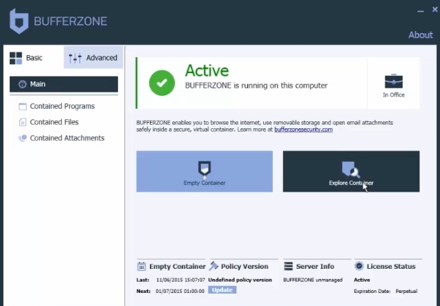 screenshot of BUFFERZONE
