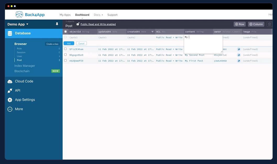 screenshot of Back4App