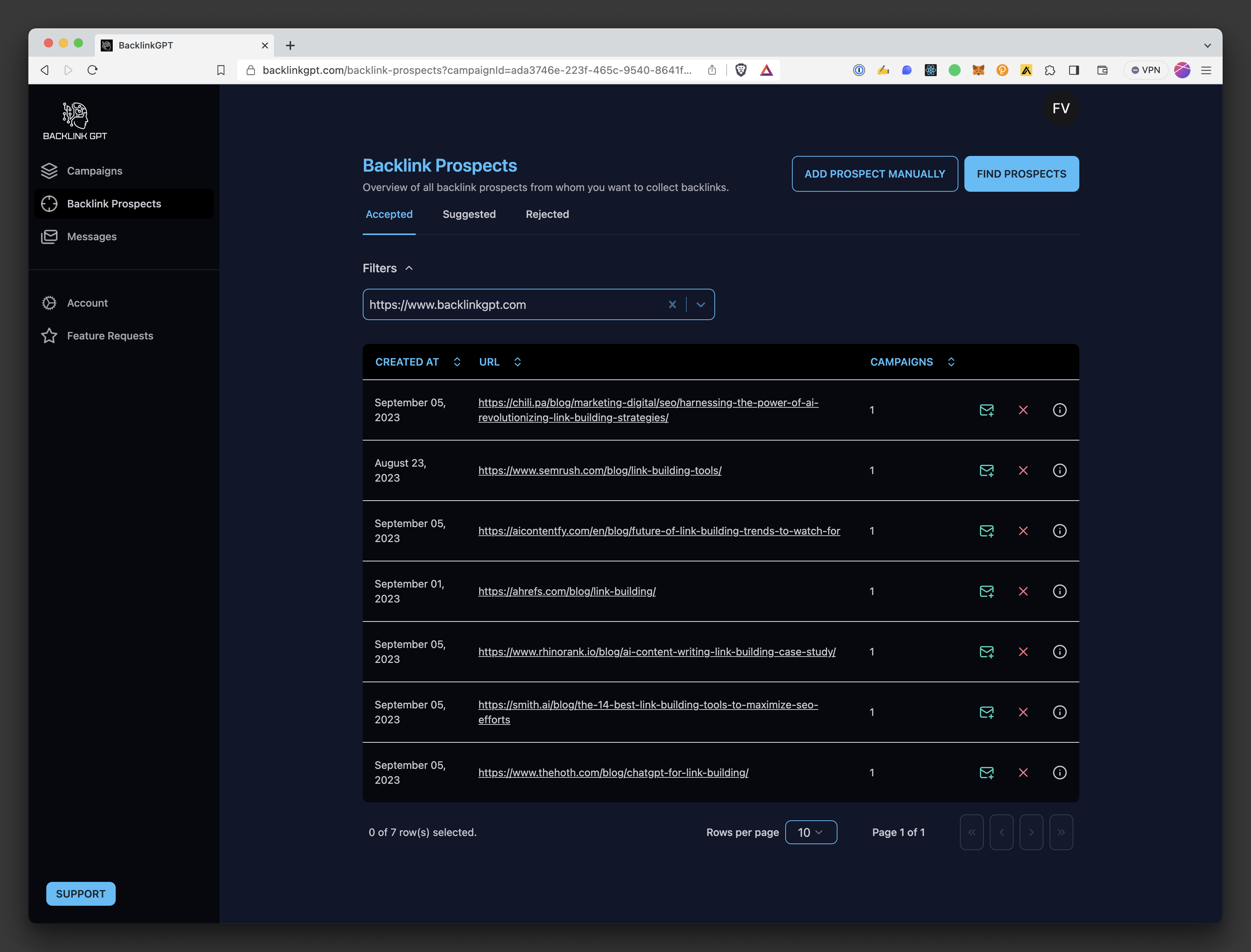 screenshot of BacklinkGPT.com