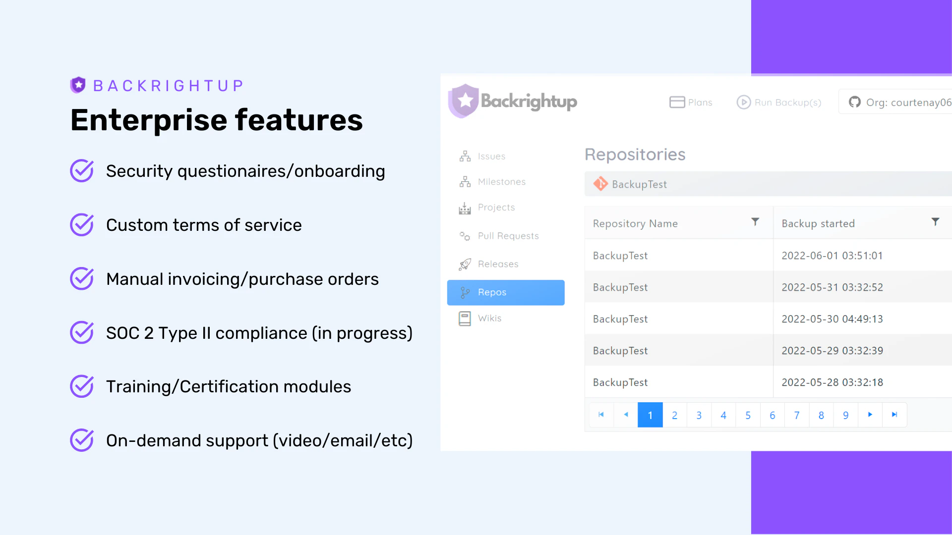 screenshot of Backrightup