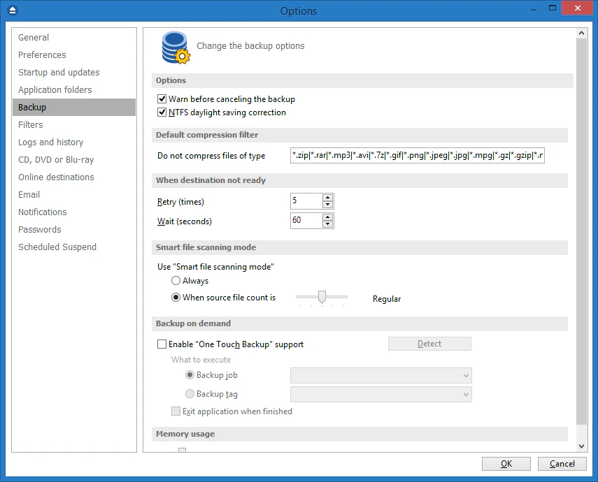 screenshot of Backup4all