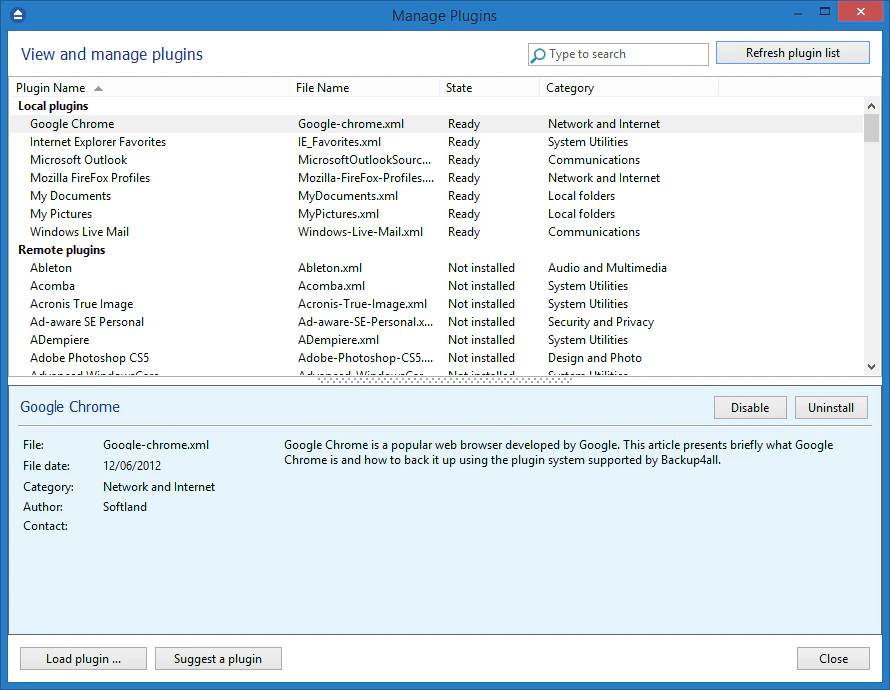 screenshot of Backup4all