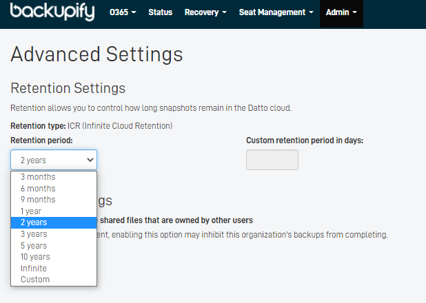 screenshot of Backupify