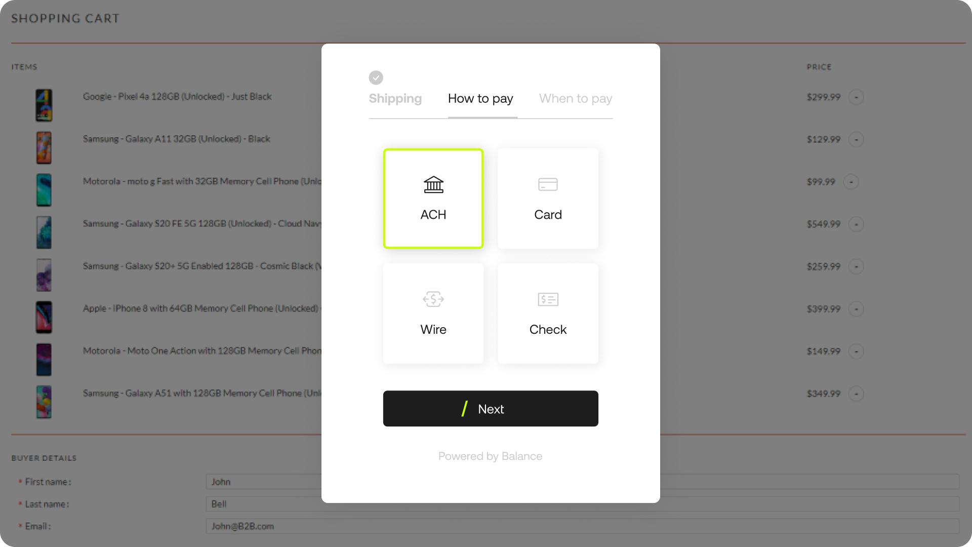 screenshot of Balance