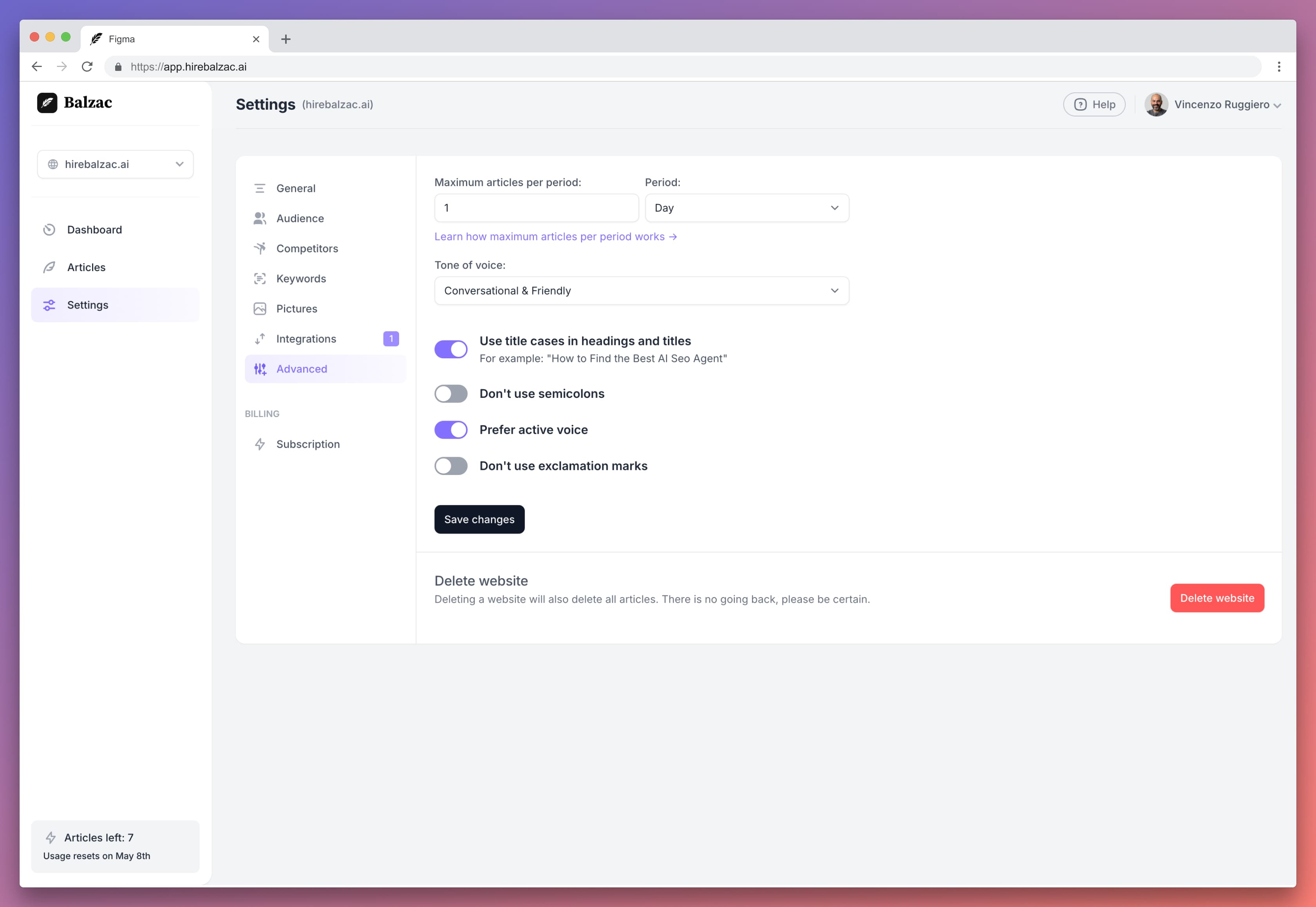 screenshot of Balzac