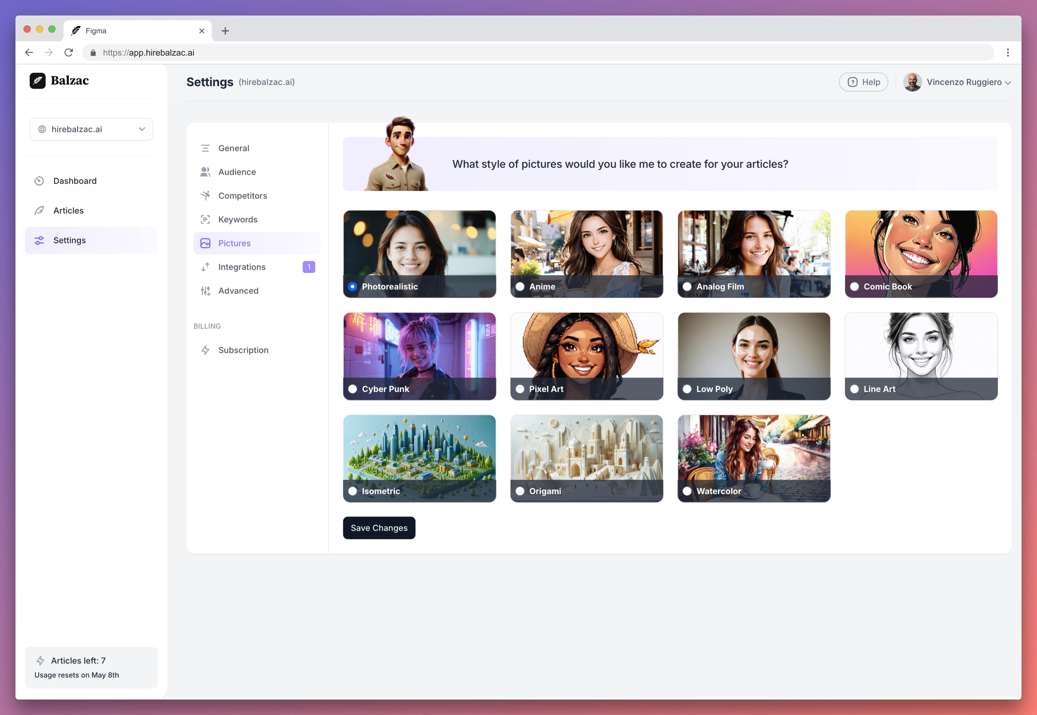 screenshot of Balzac