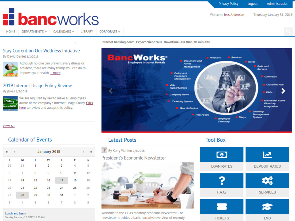 screenshot of BancWorks