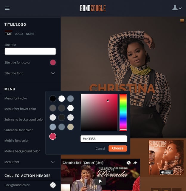 screenshot of Bandzoogle