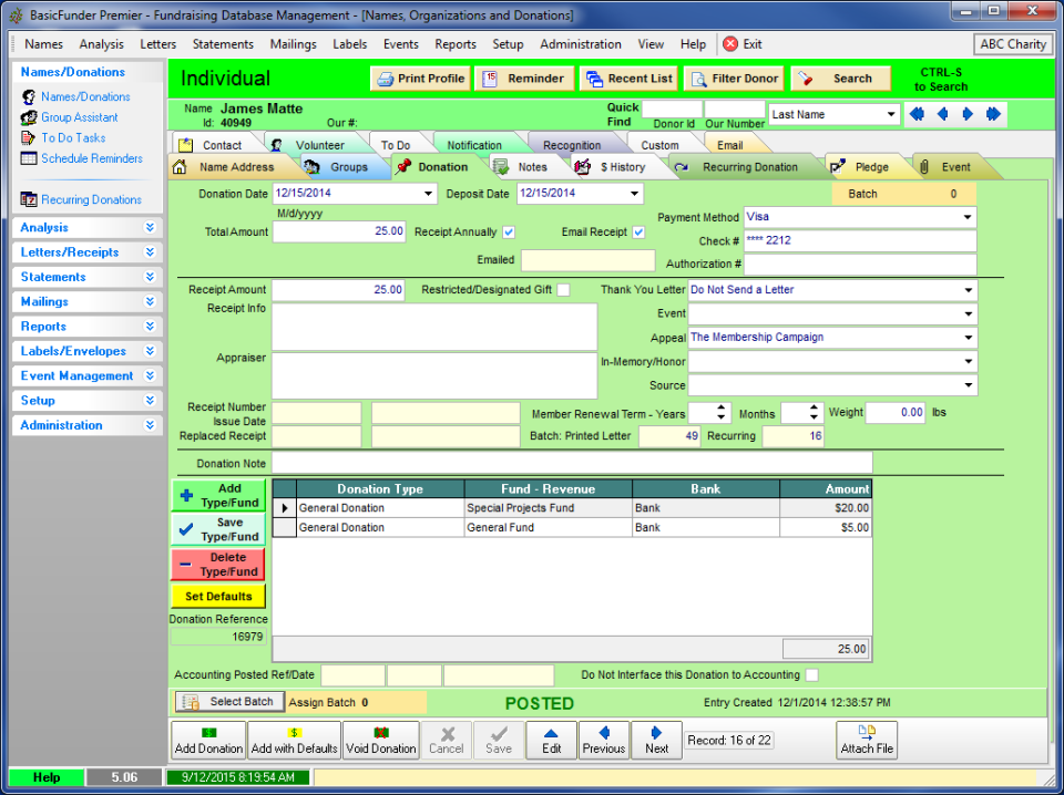 screenshot of BasicFunder