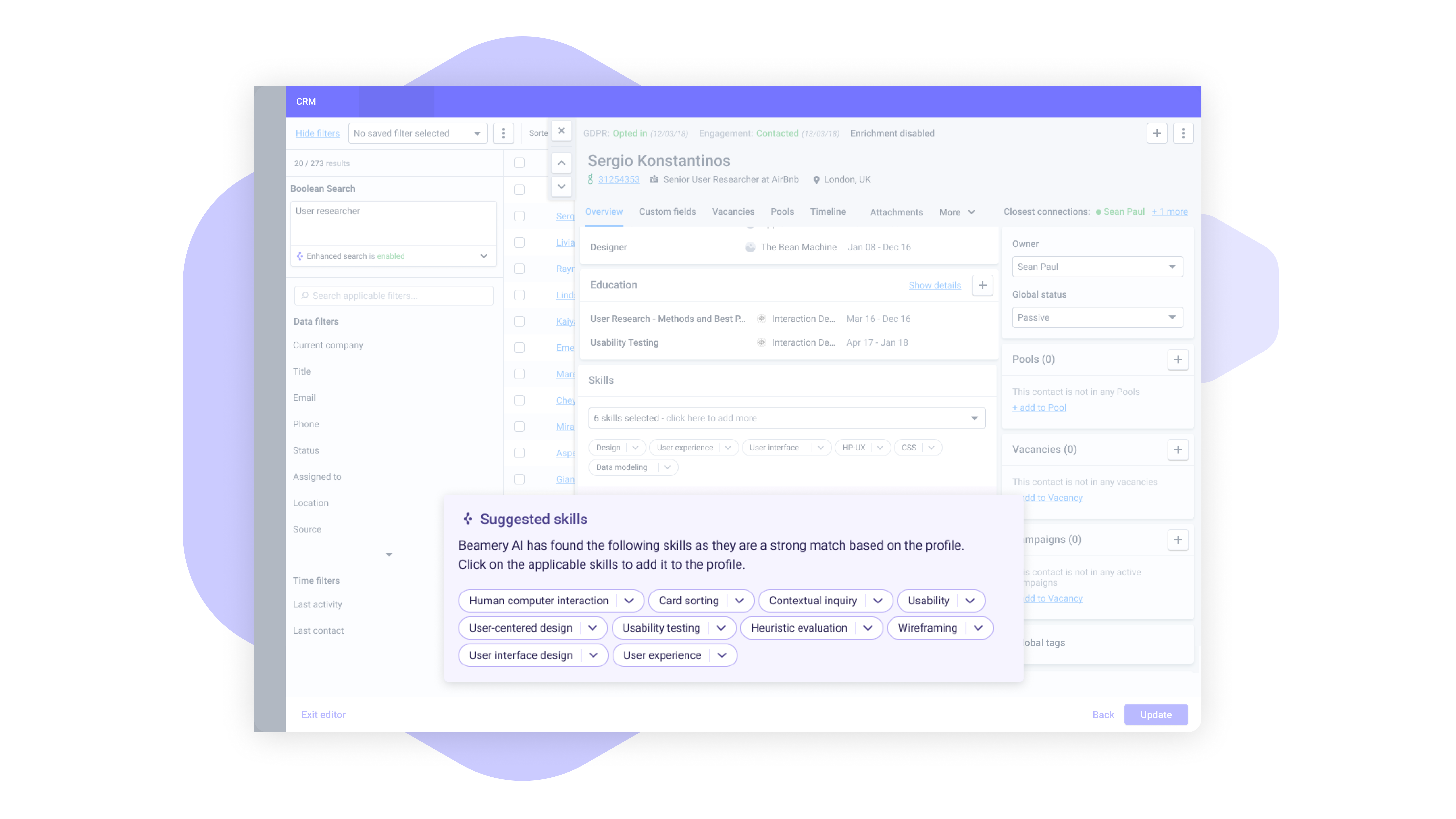 screenshot of Beamery
