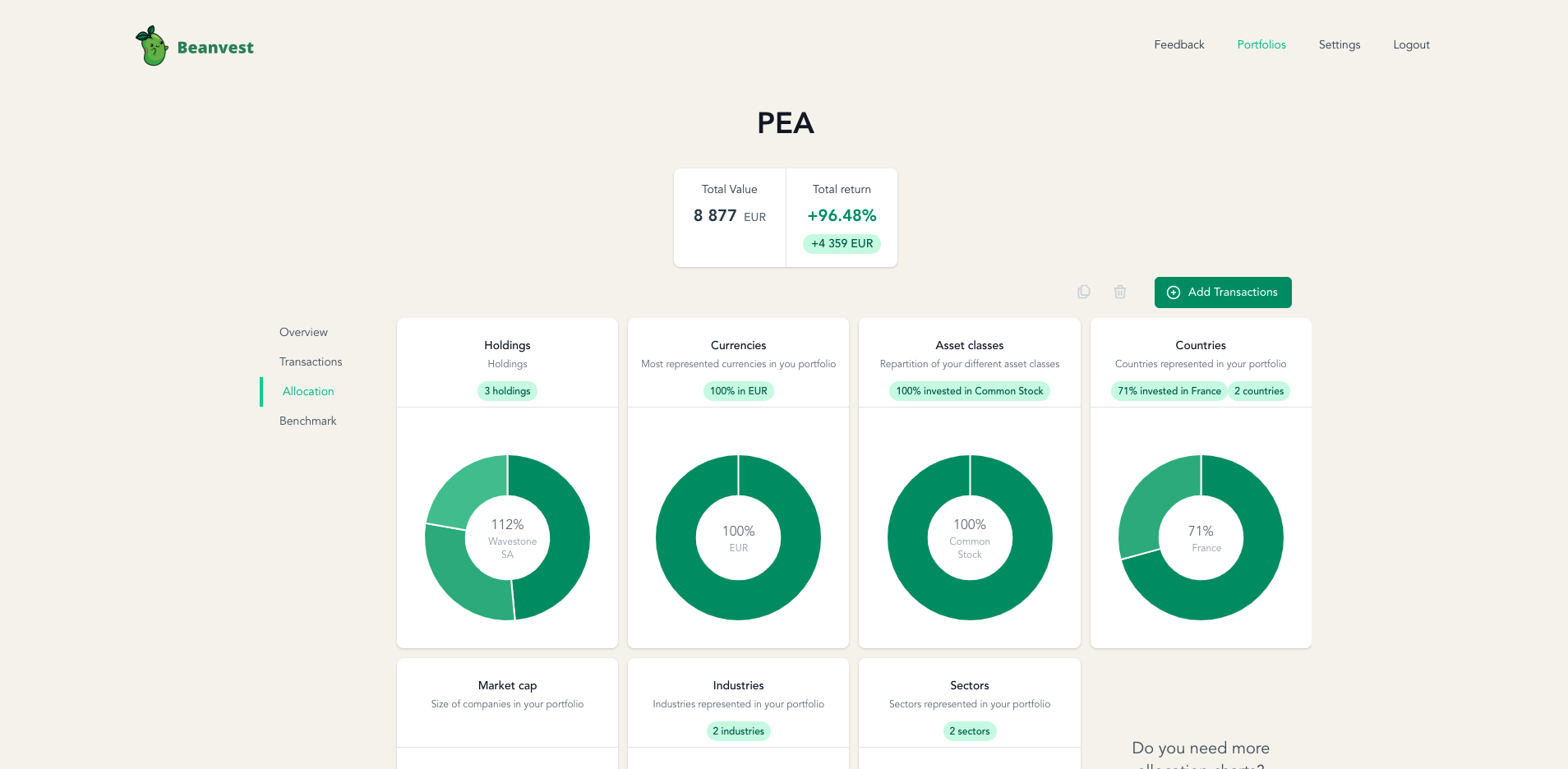 screenshot of Beanvest