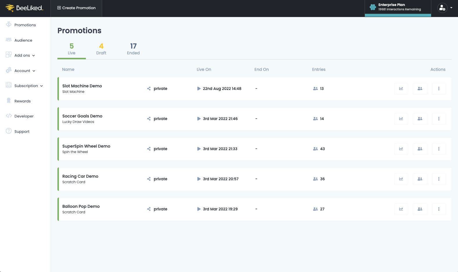 screenshot of BeeLiked