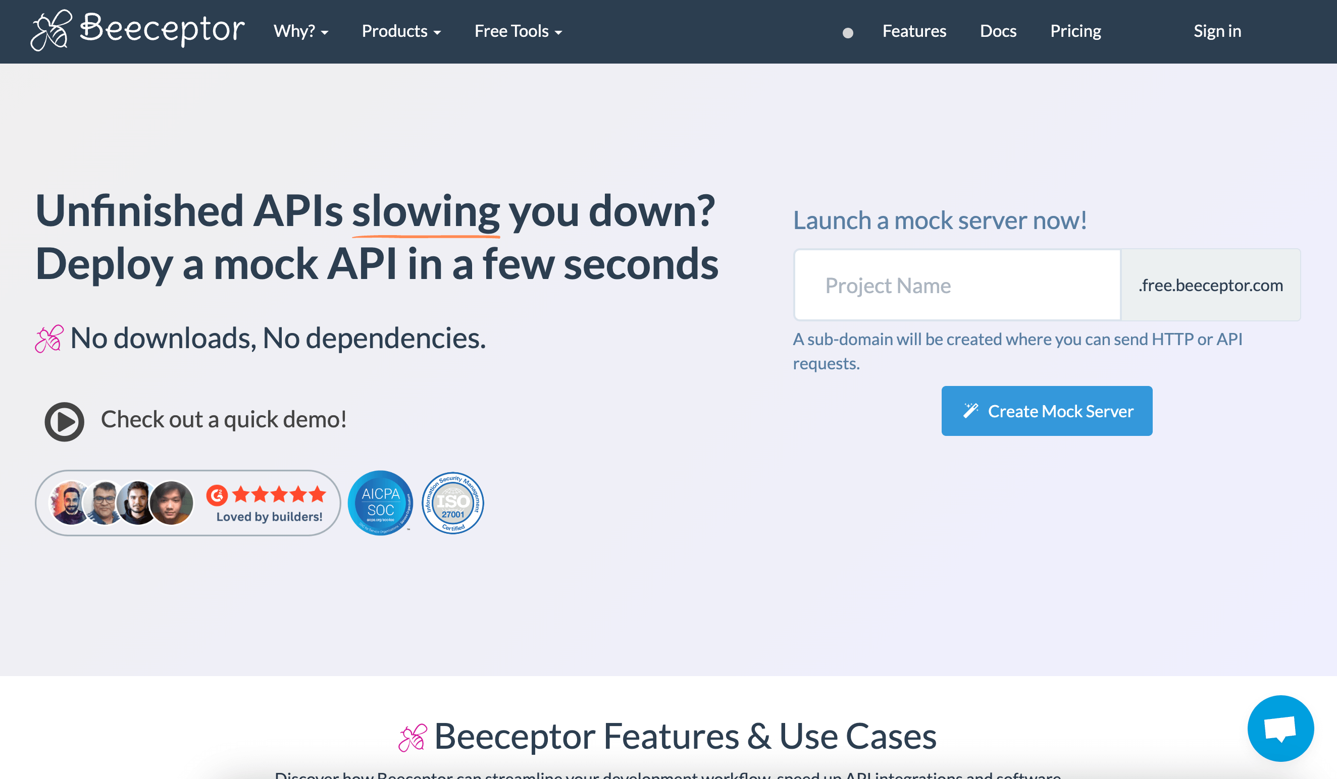 screenshot of Beeceptor