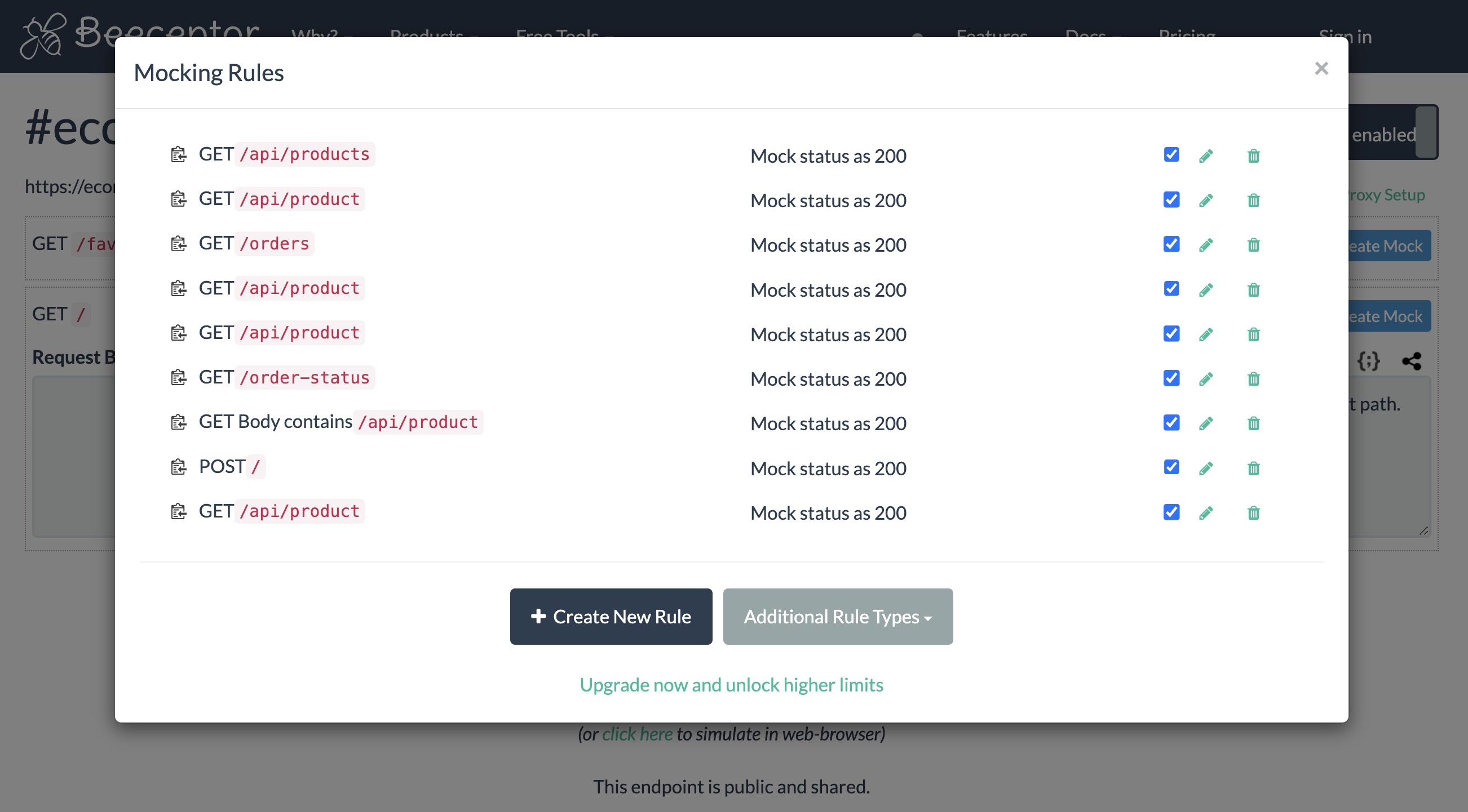 screenshot of Beeceptor