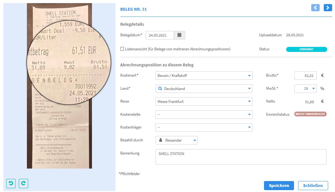screenshot of Belegmeister
