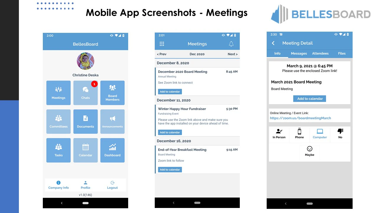 screenshot of BellesBoard