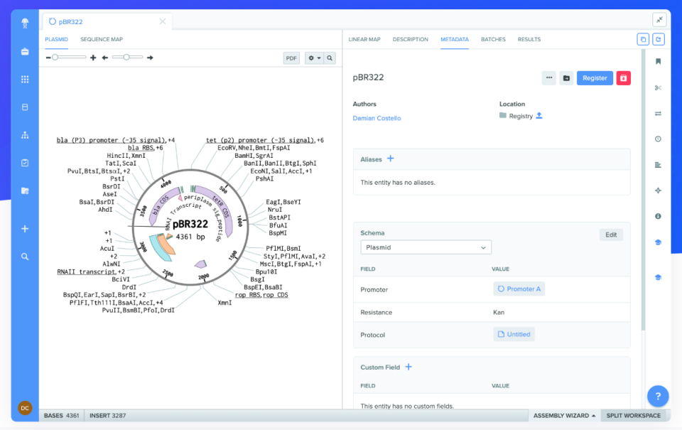 screenshot of Benchling