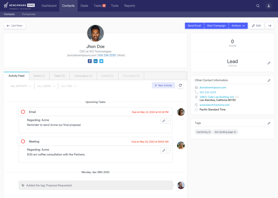 screenshot of BenchmarkONE