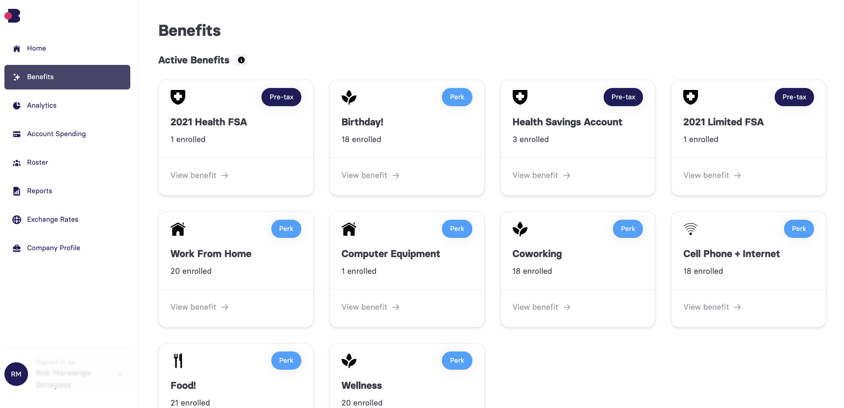 screenshot of Benepass