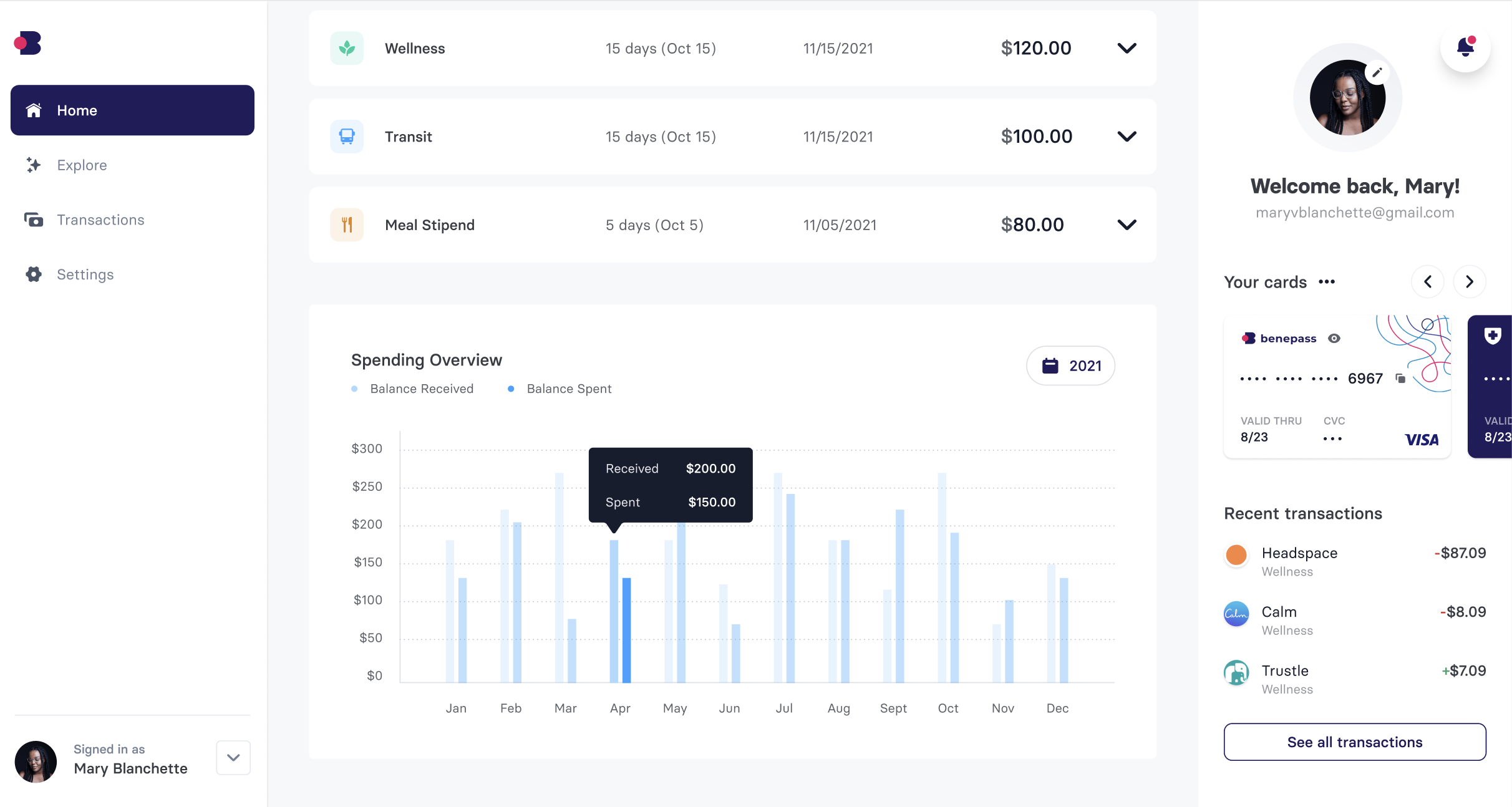 screenshot of Benepass