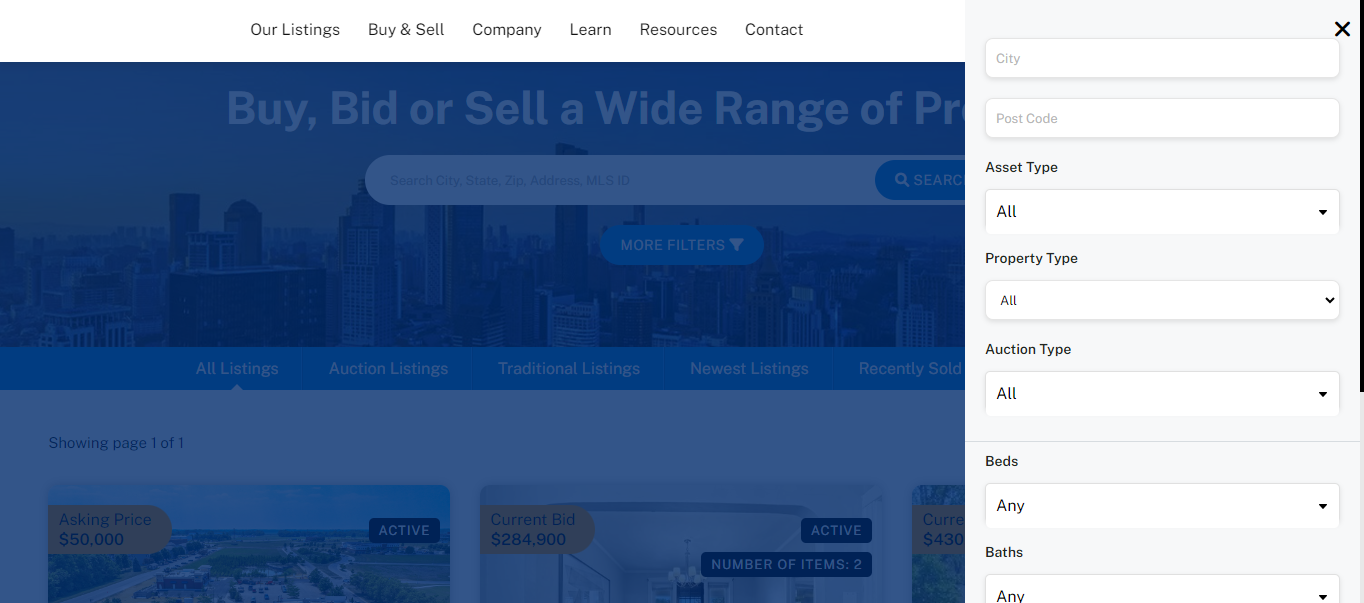 screenshot of BidHom