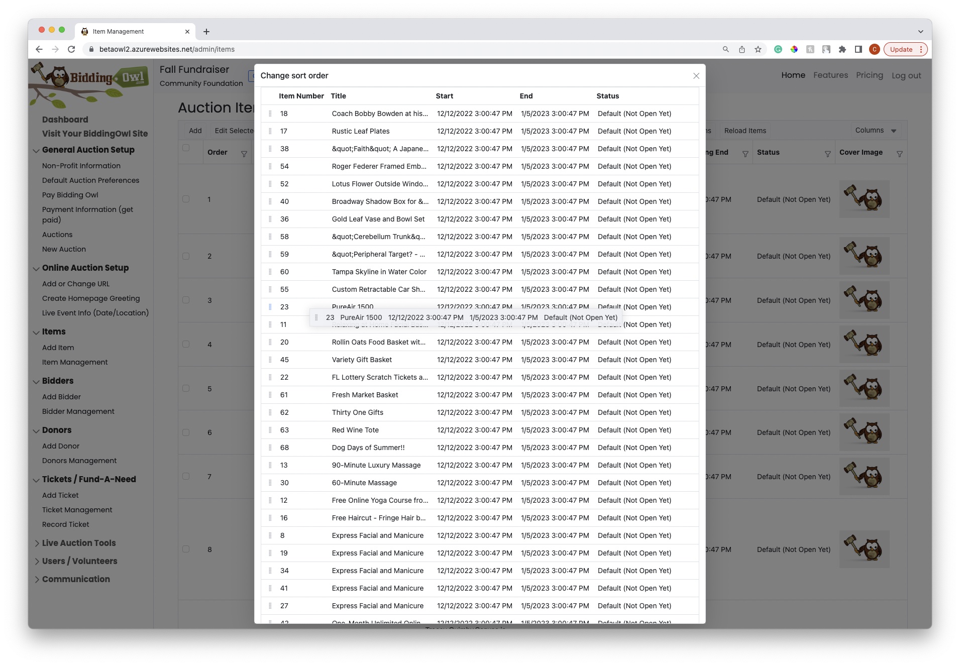 screenshot of BiddingOwl.com