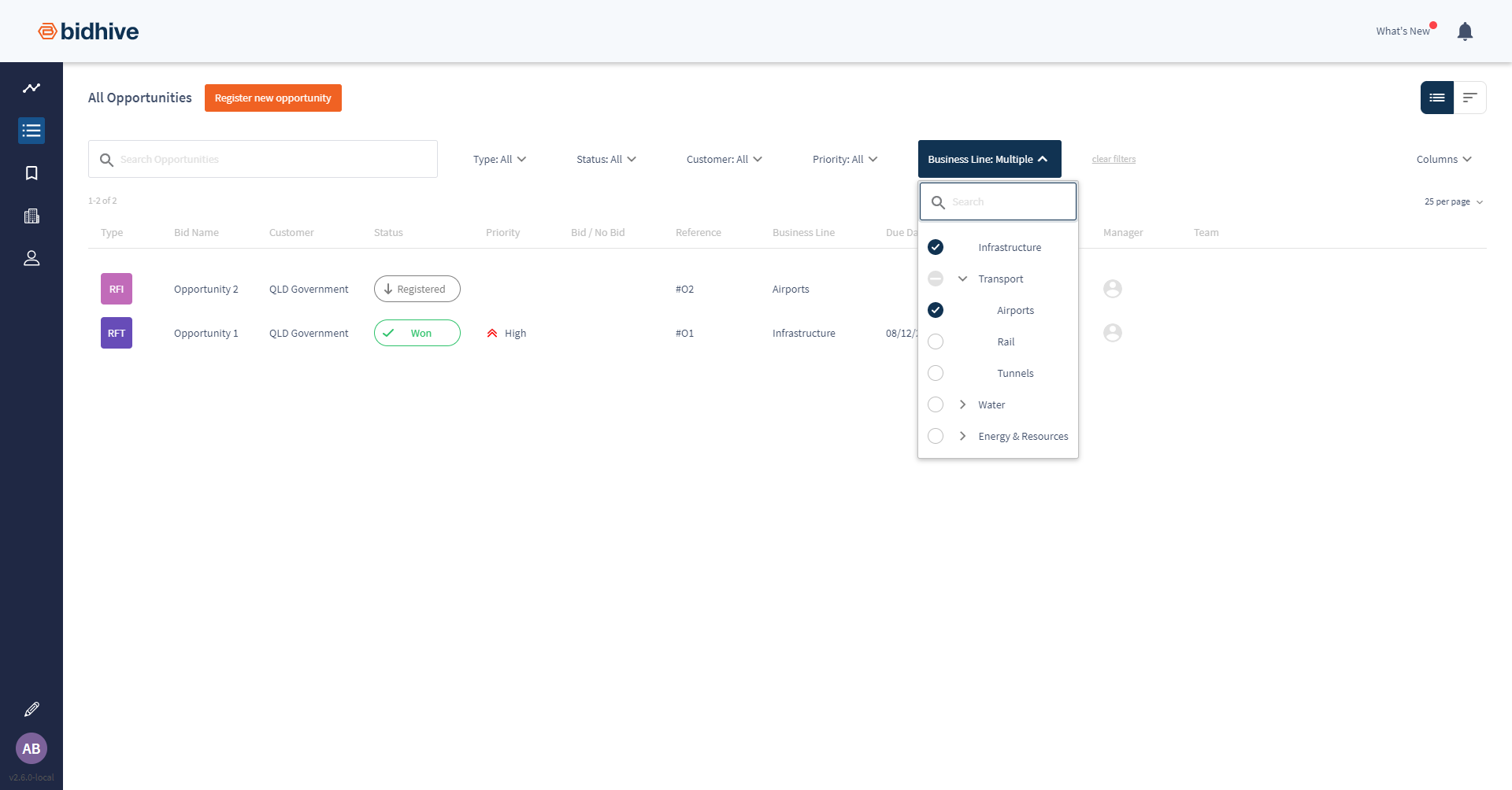 screenshot of Bidhive