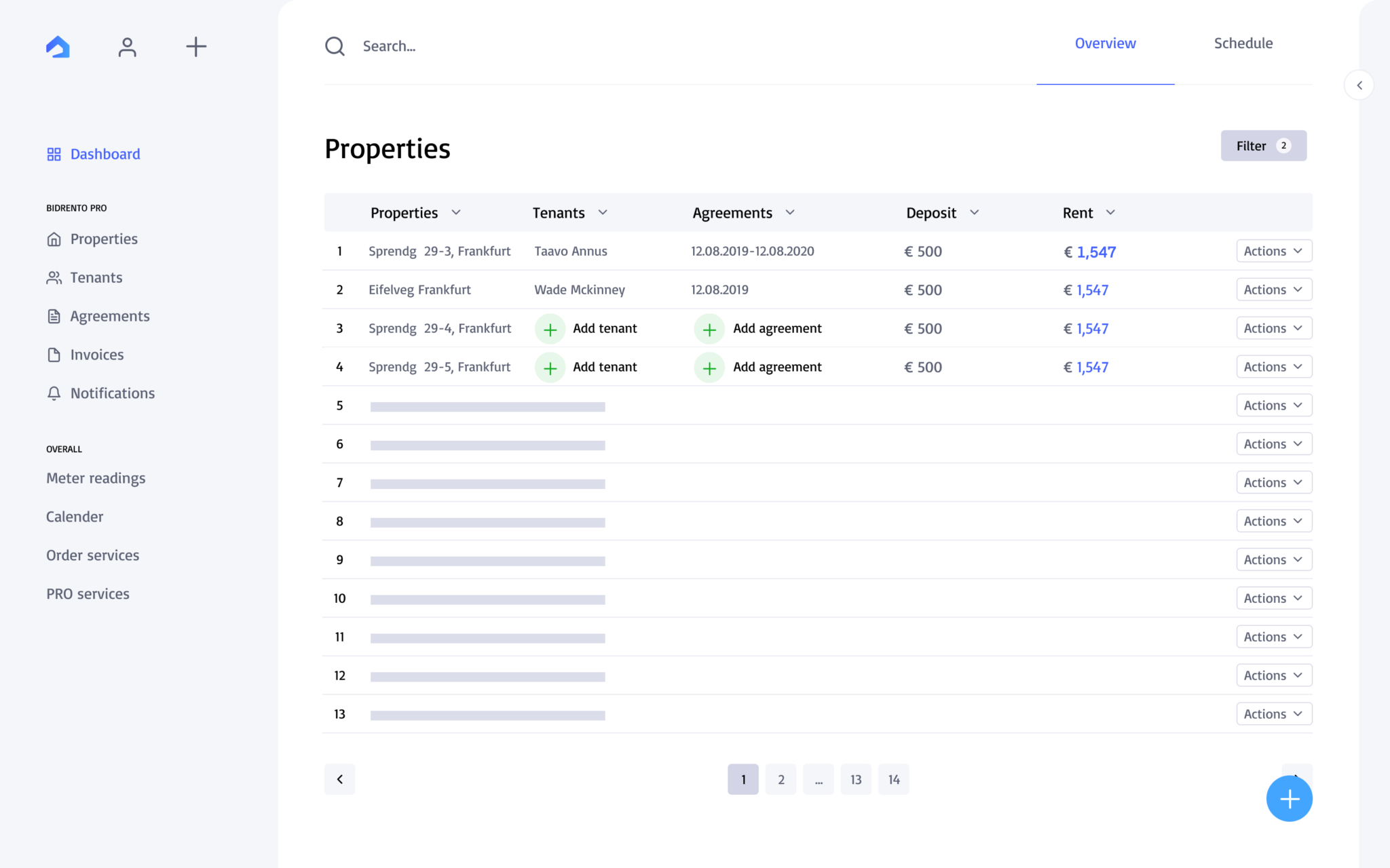 screenshot of Bidrento