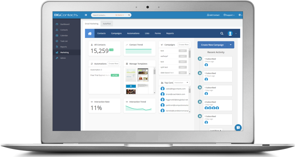 screenshot of BigContacts