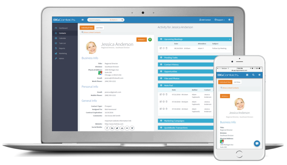 screenshot of BigContacts