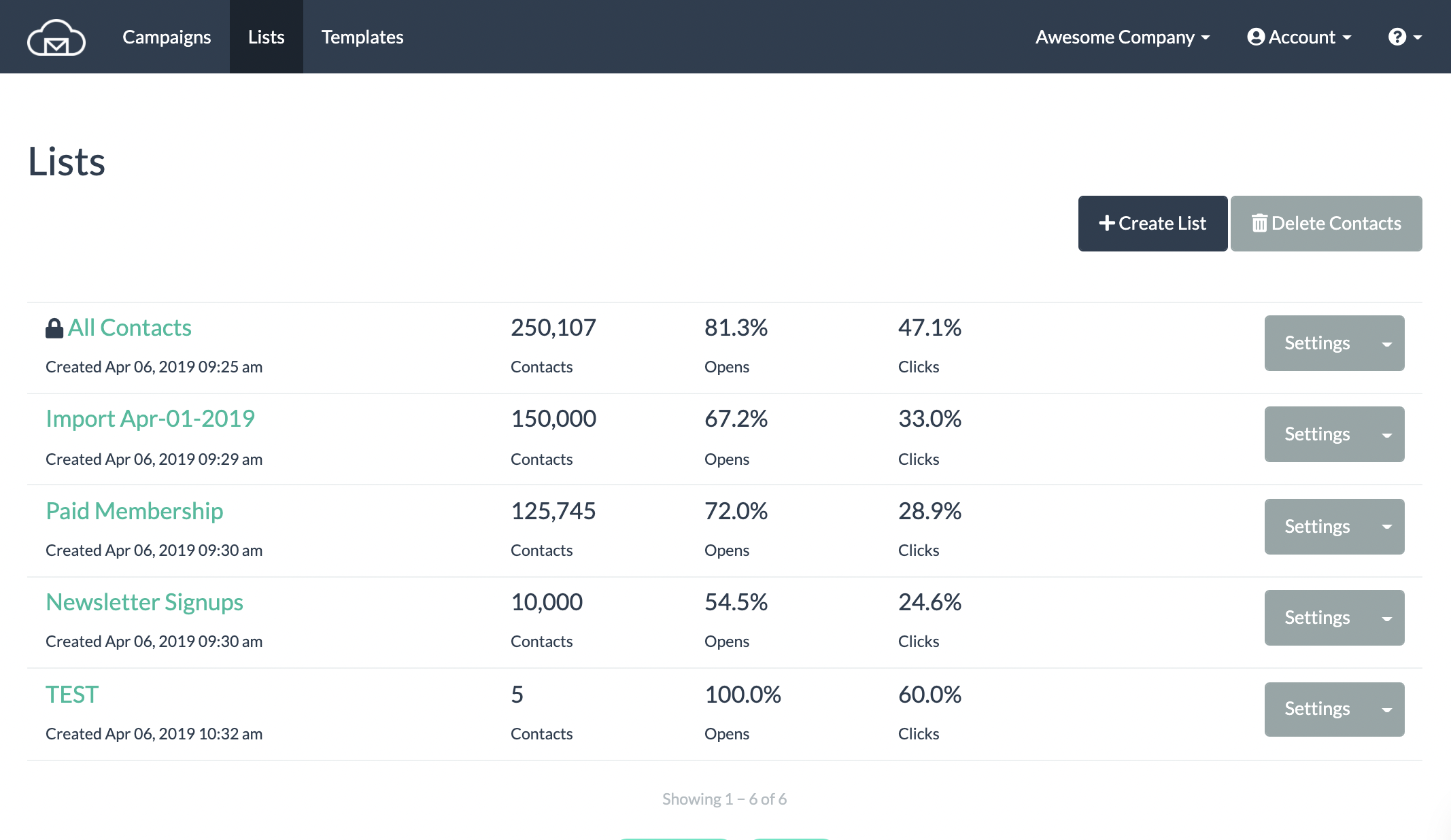 screenshot of BigMailer