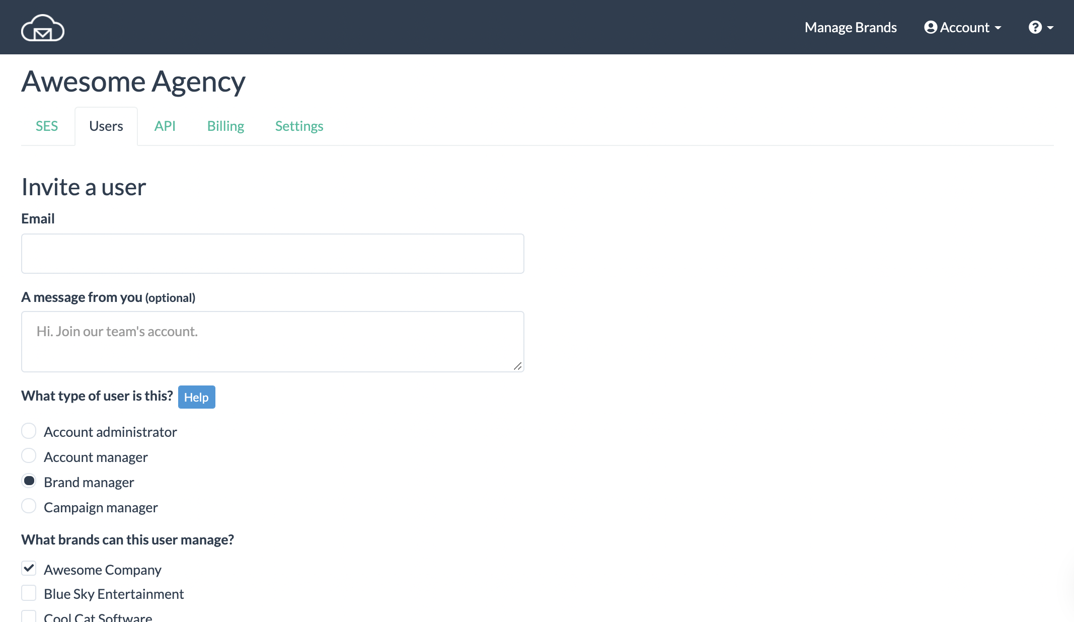 screenshot of BigMailer