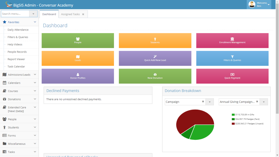 screenshot of BigSIS