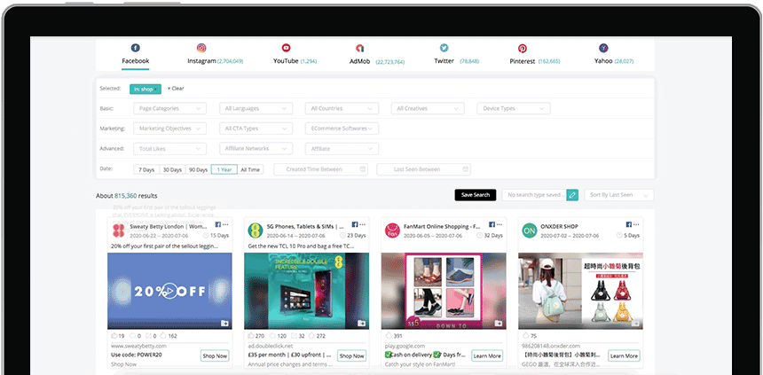 screenshot of BigSpy