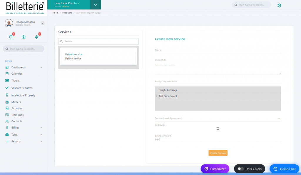 screenshot of Billetterie