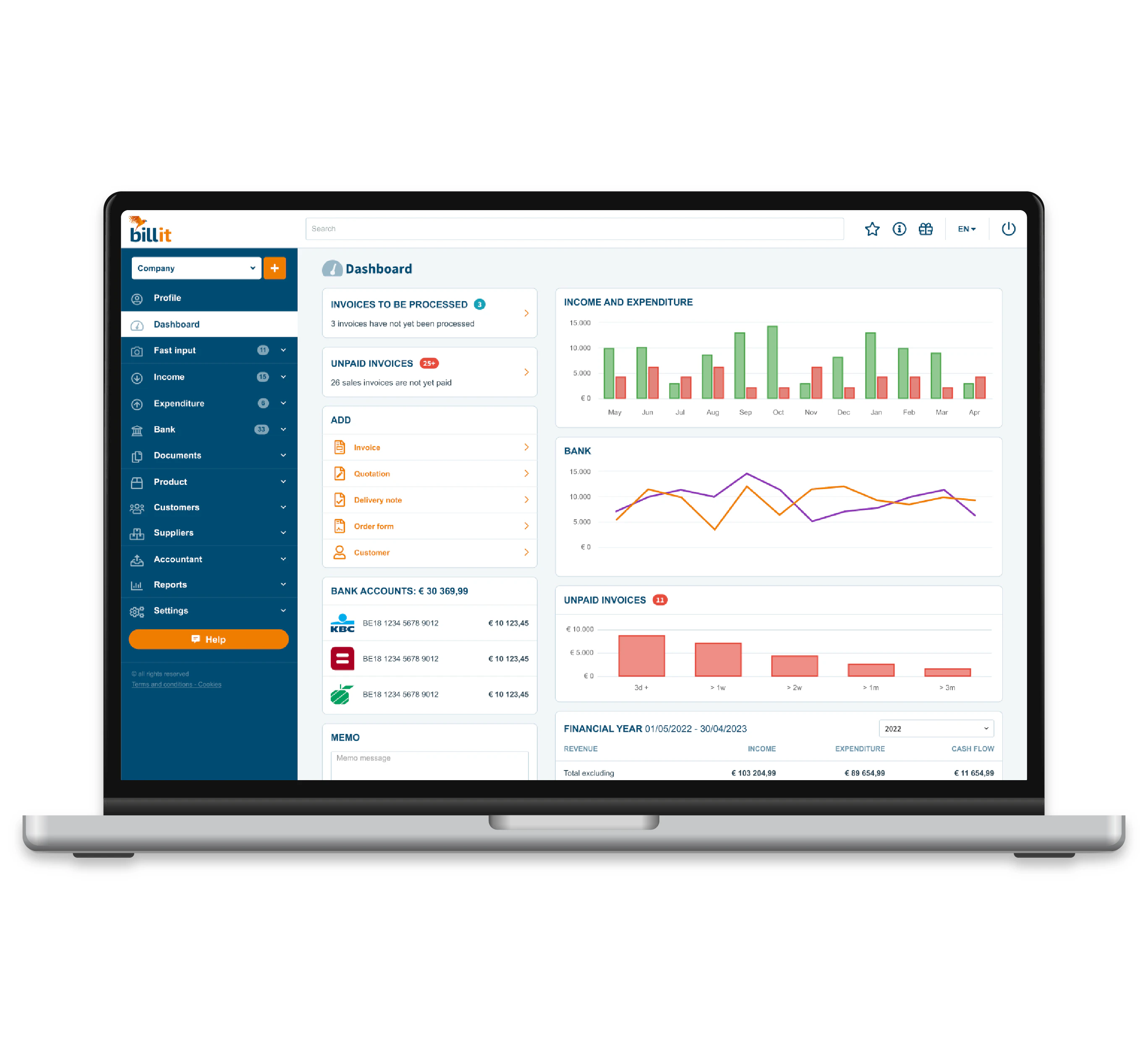 screenshot of Billit