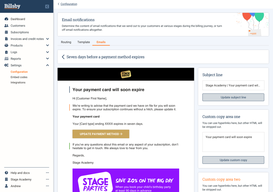 screenshot of Billsby