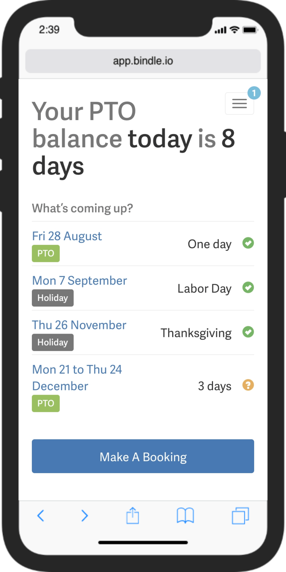 screenshot of Bindle