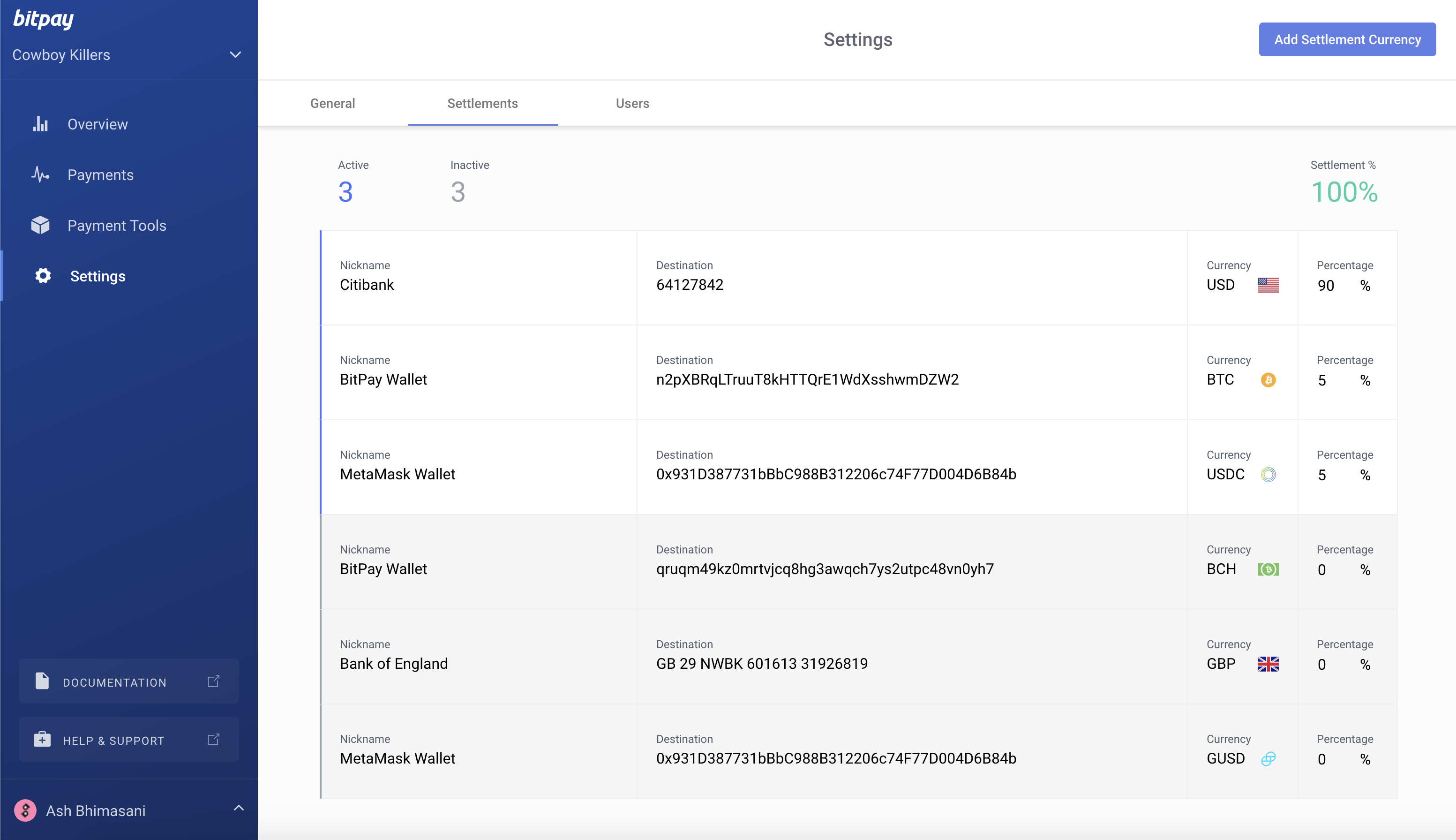 screenshot of BitPay