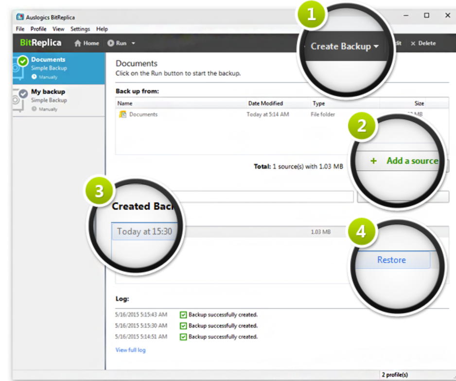 screenshot of BitReplica