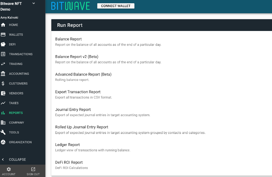 screenshot of Bitwave