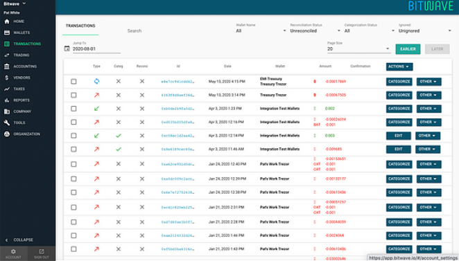 screenshot of Bitwave