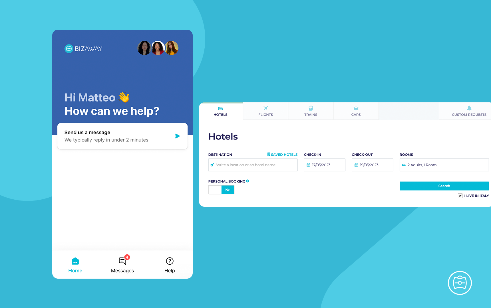 screenshot of BizAway