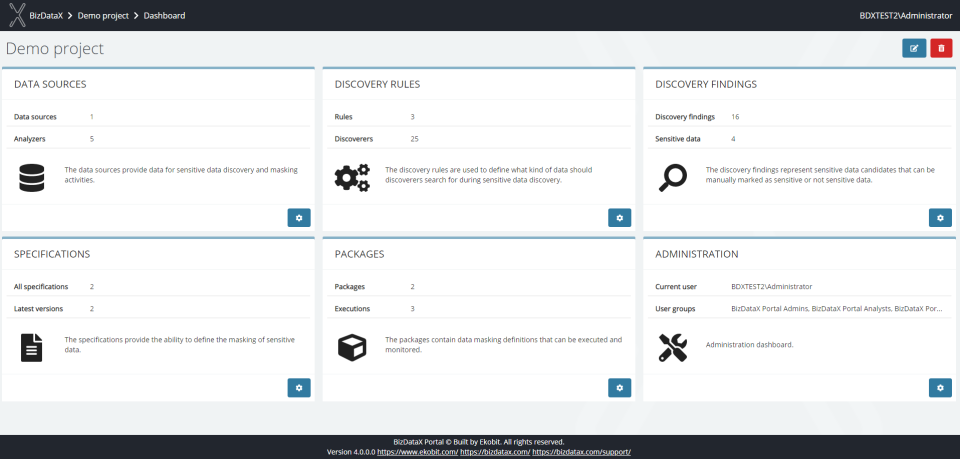 screenshot of BizDataX